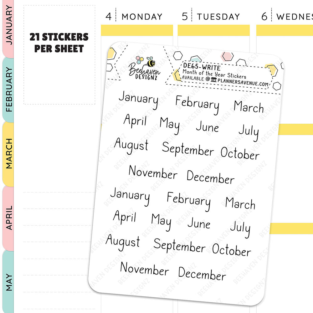Month Script Planner Stickers