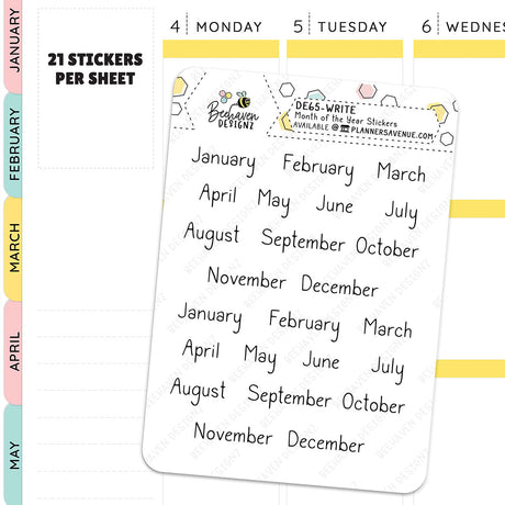Month of the Year Stickers, Monthly Stickers, Month Overview Stickers,  Journal Stickers, Planner Stickers, Bujo Stickers,036 