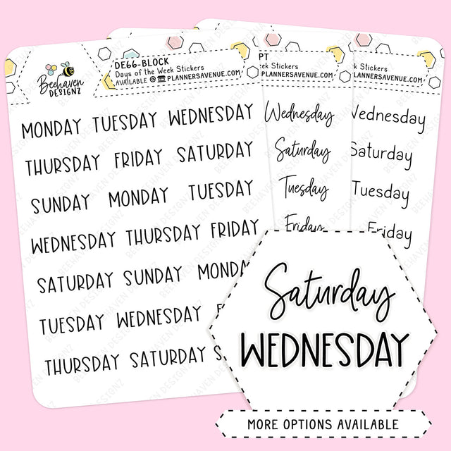 Days of the Week Planner Stickers