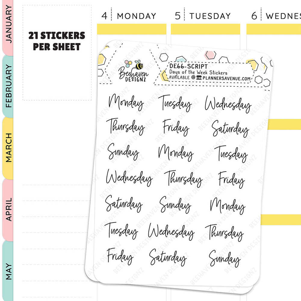 Days of the Week Planner Stickers