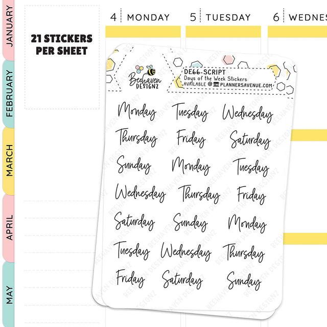 Days of the Week Planner Stickers