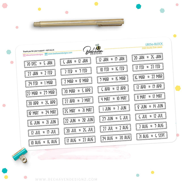 Weekly Dated Planner Stickers 2021