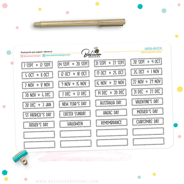 Weekly Dated Planner Stickers 2021