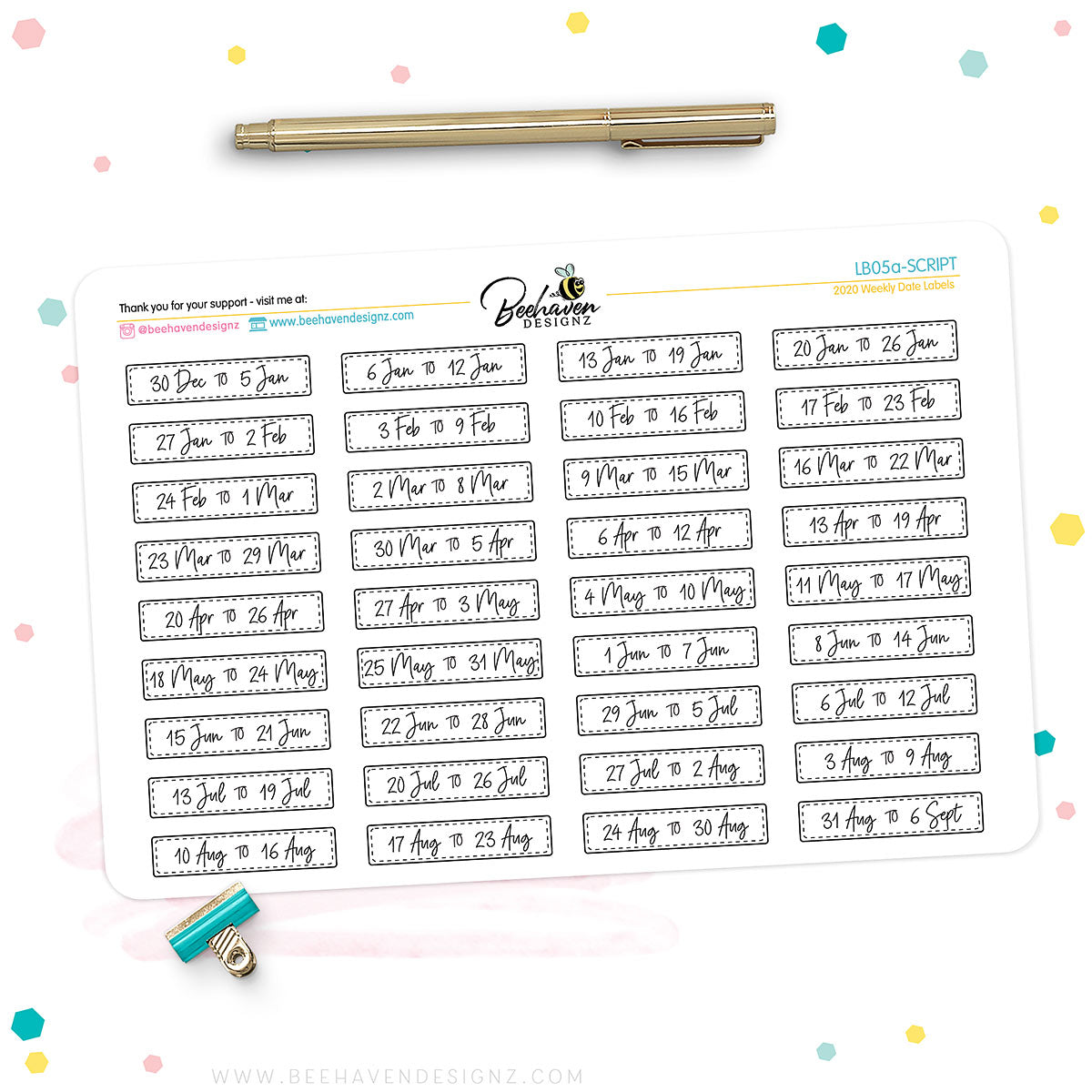 Weekly Dated Planner Stickers 2021