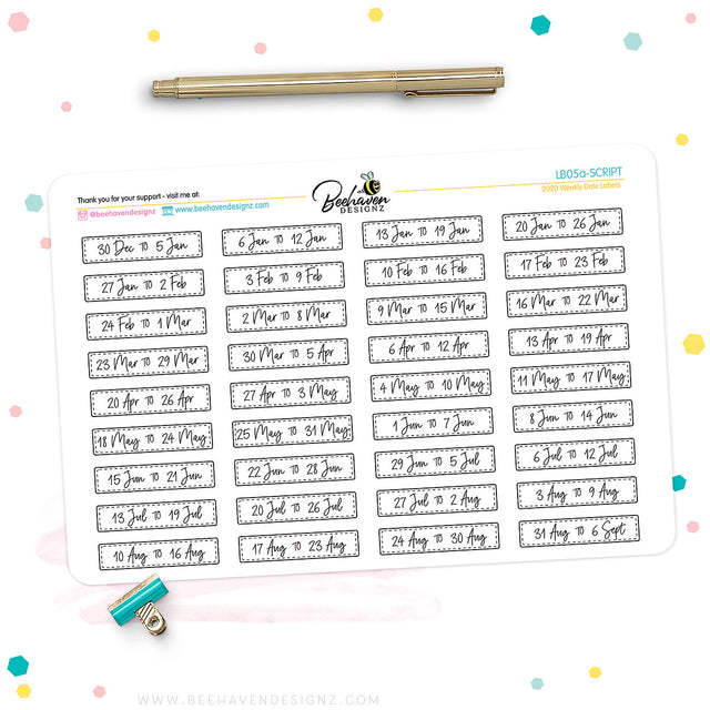 Weekly Dated Planner Stickers 2021