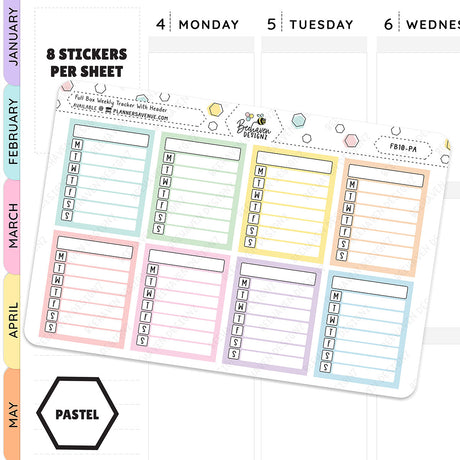 Pastel Full Box Tracker Planner Stickers