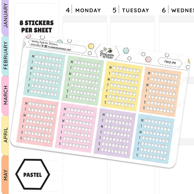 Pastel Water Tracker Planner Stickers