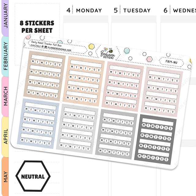 Neutral Weekly Habit Tracker Stickers