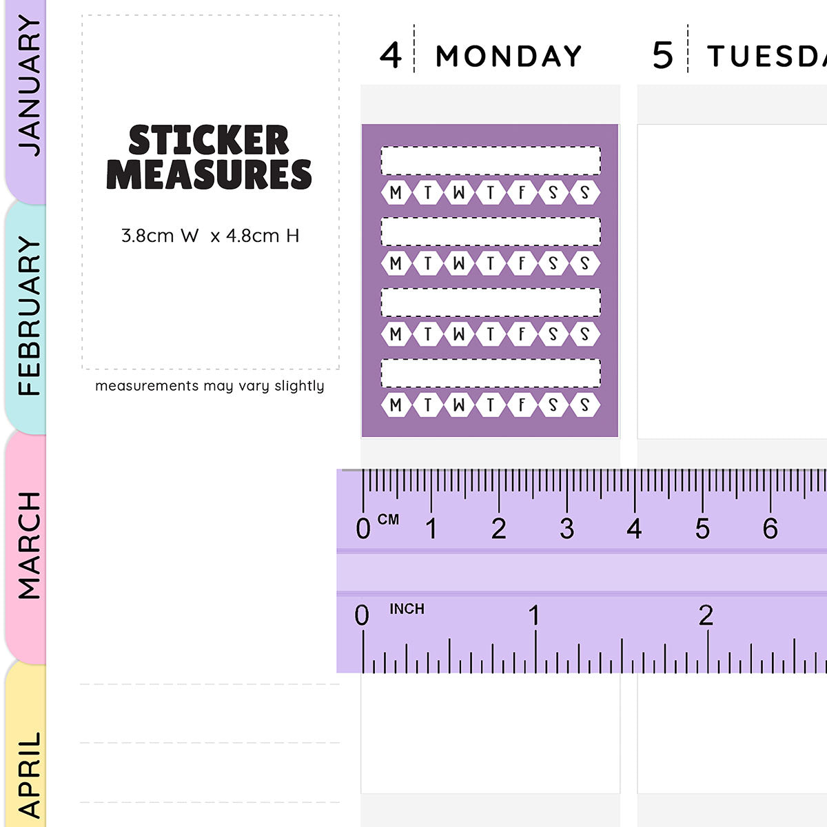 5 Row Weekly Habit Tracker Stickers - Strawberry – Stickers by AshleyK