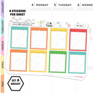 Colourful Stitched Scallop Full Box Planner Stickers
