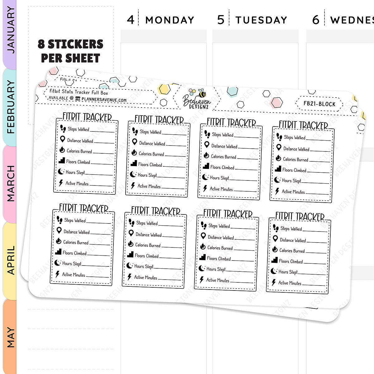 Weekly Fitbit Tracker Planner Stickers