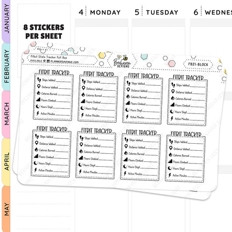 Weekly Fitbit Tracker Planner Stickers