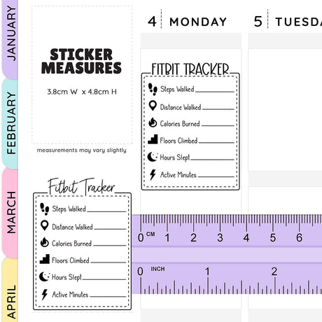 Weekly Fitbit Tracker Stickers