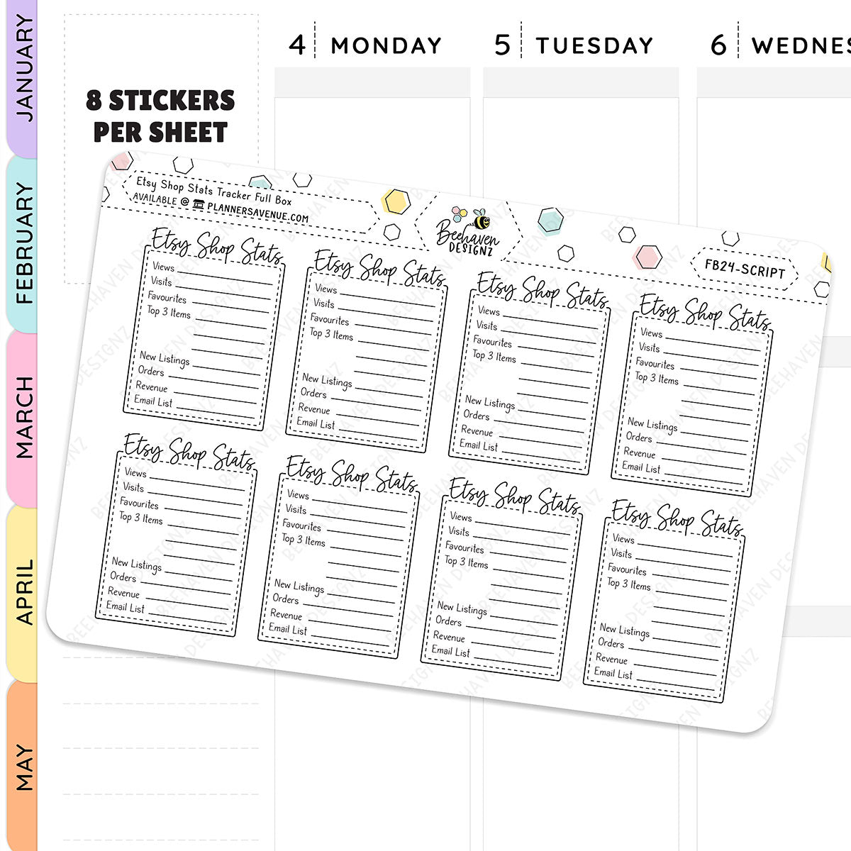 Etsy Shop Stats Tracker Planner Stickers
