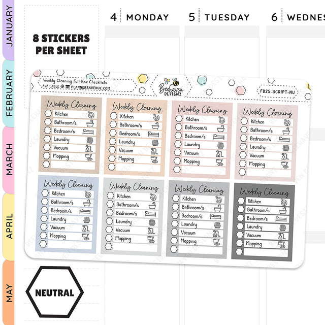 Weekly Cleaning Checklist Planner Stickers