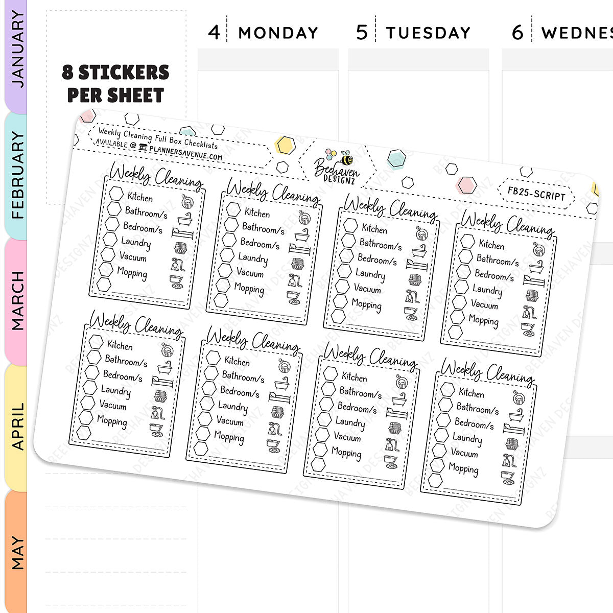 Weekly Cleaning Checklist Planner Stickers