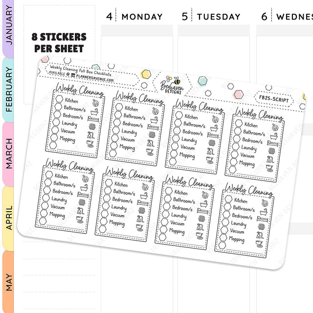 Weekly Cleaning Checklist Planner Stickers