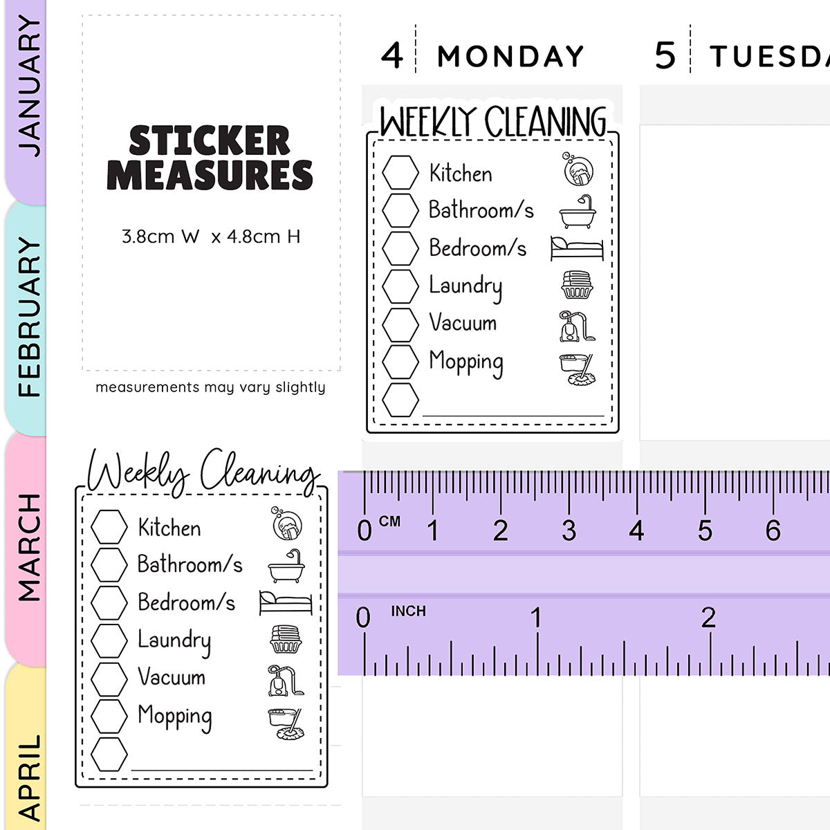 Weekly Cleaning Checklist Planner Stickers