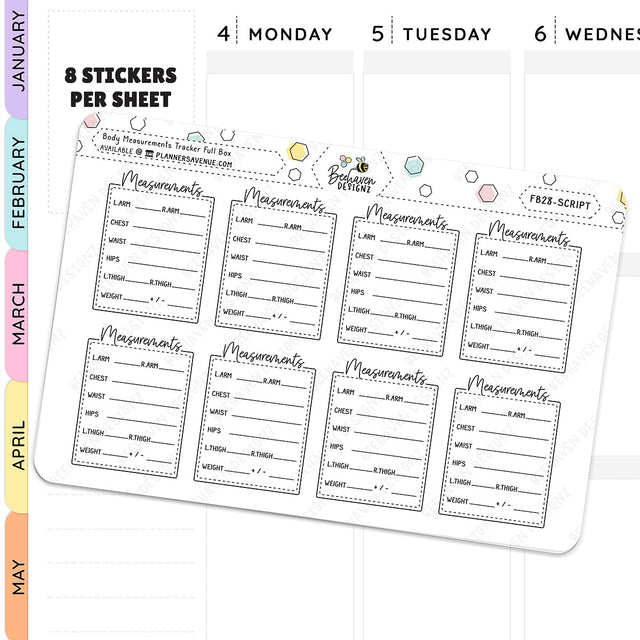 Script Body Measurements Tracker Stickers