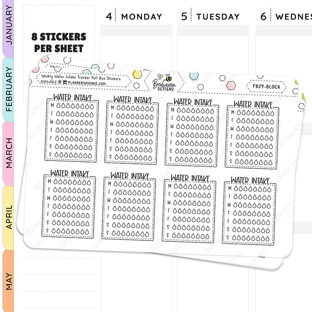 Weekly Water Intake Tracker Stickers Block style