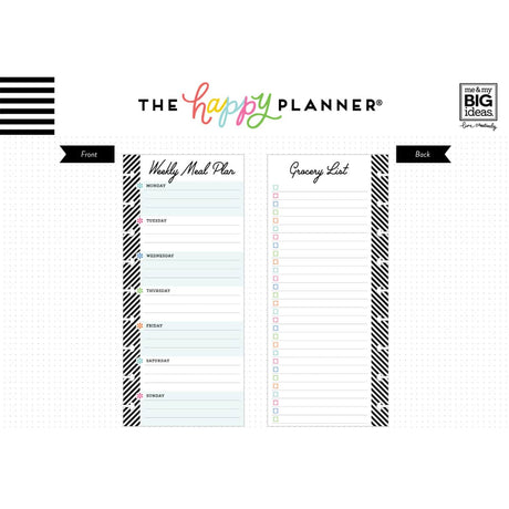 Happy Planner Skinny Classic Meal Planning Fill Paper - Checklist + Weekly