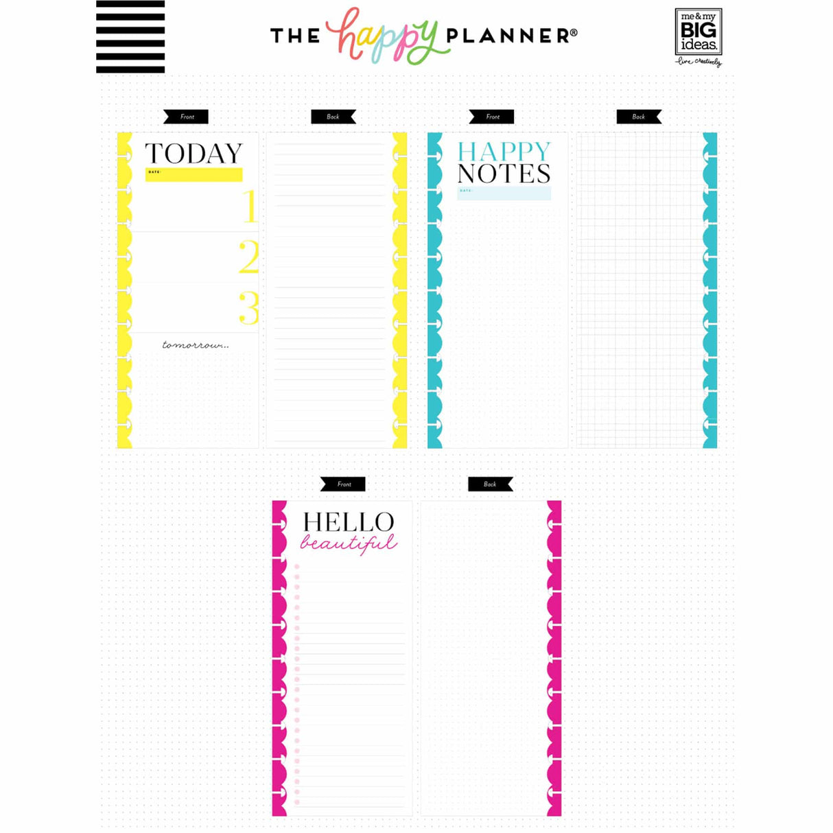 Happy Planner Today Socialite SKINNY CLASSIC Fill Paper - Checklist Lined + Grid
