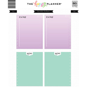 Happy Planner Big Coloured Note Paper - Checklist Lined + Dot Grid