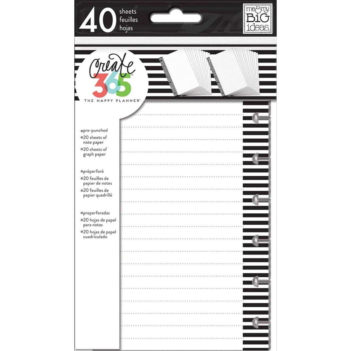 FILM-01-Happy Planner-Mini-Black White Stripe Note Paper