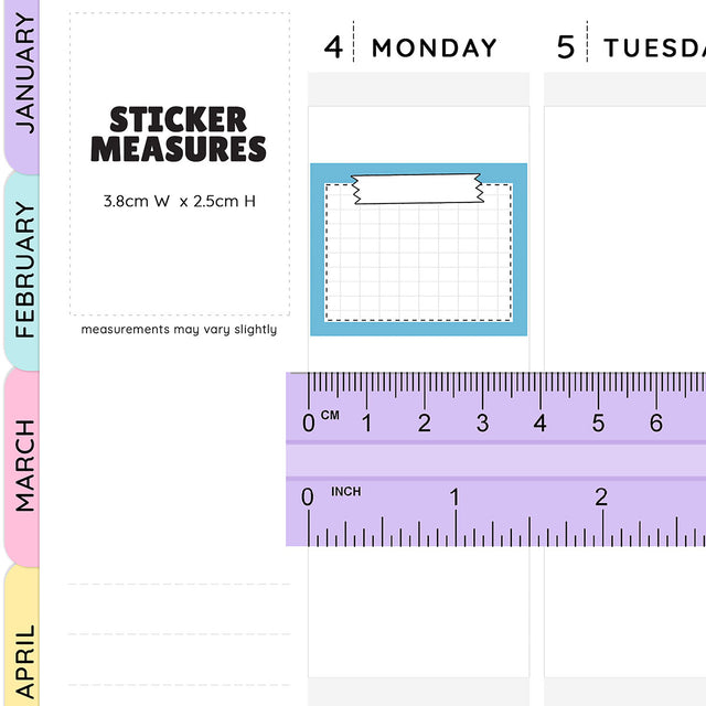 Post Note Stitched Grid Planner Stickers