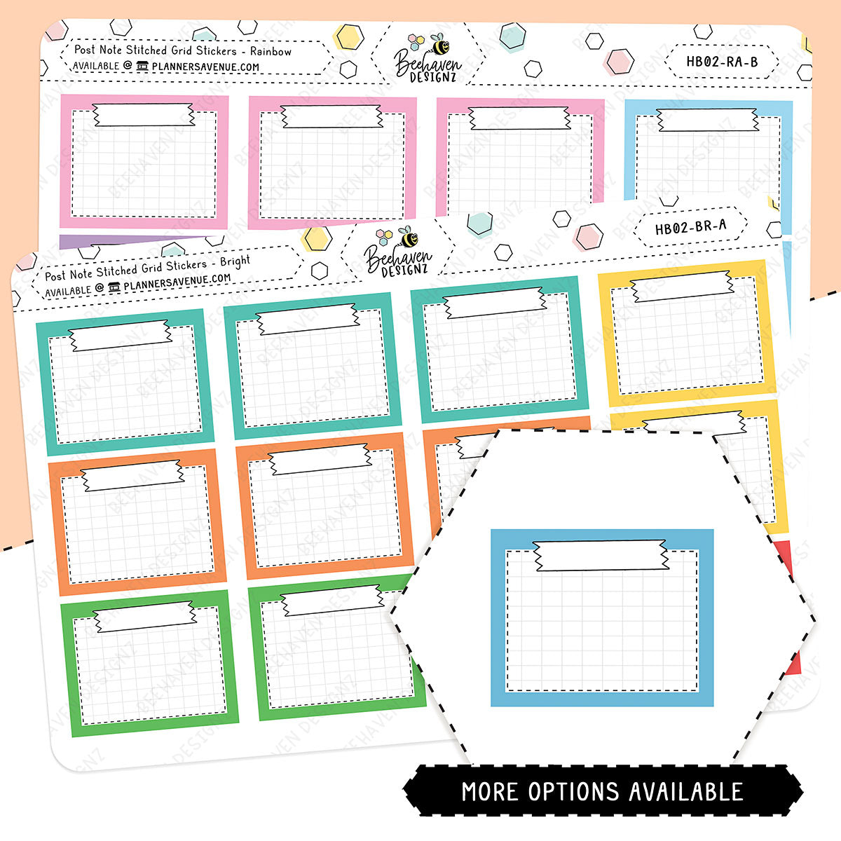 Post Note Stitched Grid Planner Stickers