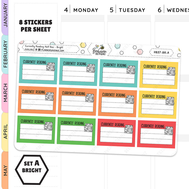 Currently Reading Half Box Planner Stickers