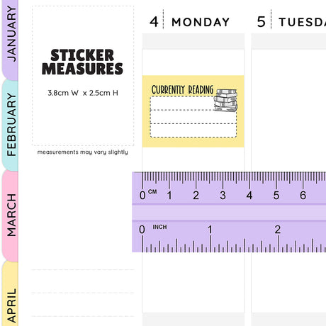 Currently Reading Half Box Planner Stickers