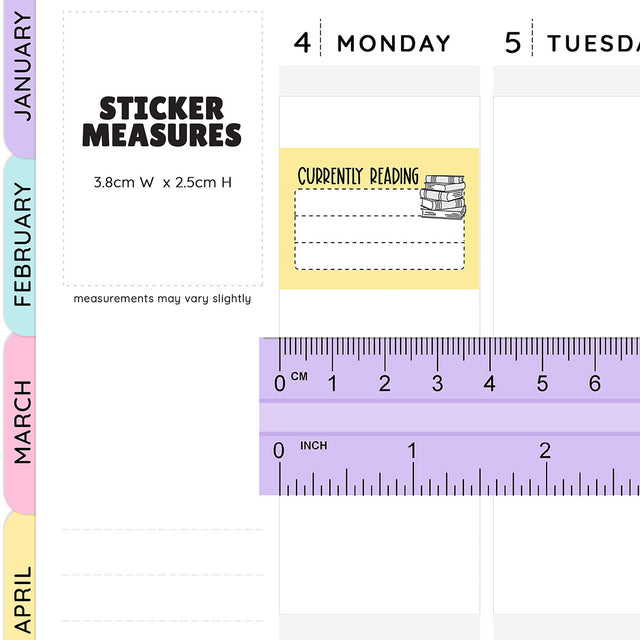 Currently Reading Half Box Planner Stickers