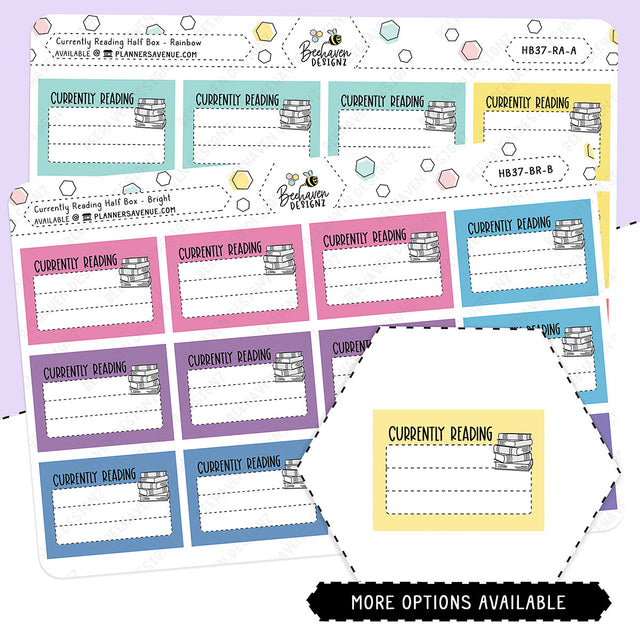 Currently Reading Half Box Planner Stickers