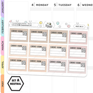 Currently Reading Half Box Planner Stickers