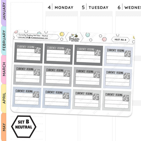 Currently Reading Half Box Planner Stickers