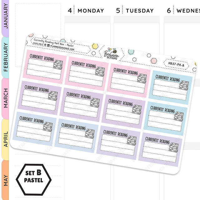 Currently Reading Half Box Planner Stickers