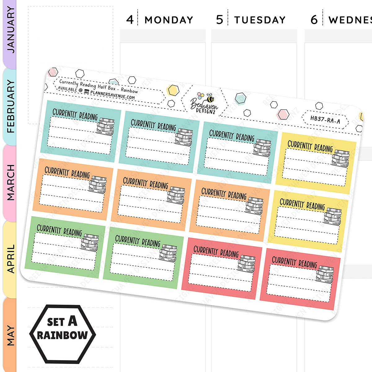 Currently Reading Half Box Planner Stickers