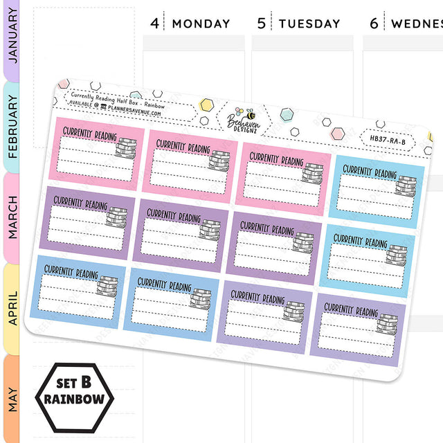 Currently Reading Half Box Planner Stickers