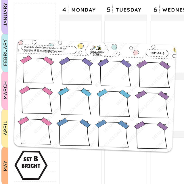 Post Note Washi Corner Planner Stickers