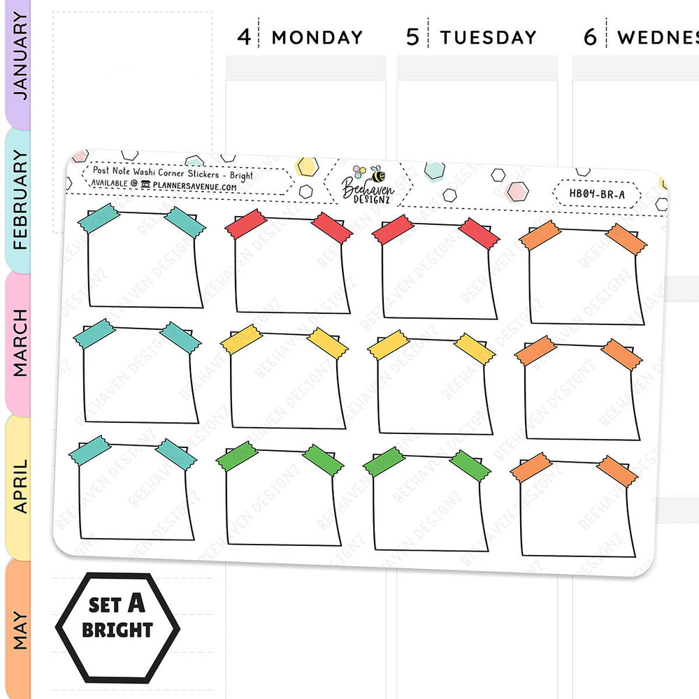 Post Note Washi Corner Planner Stickers