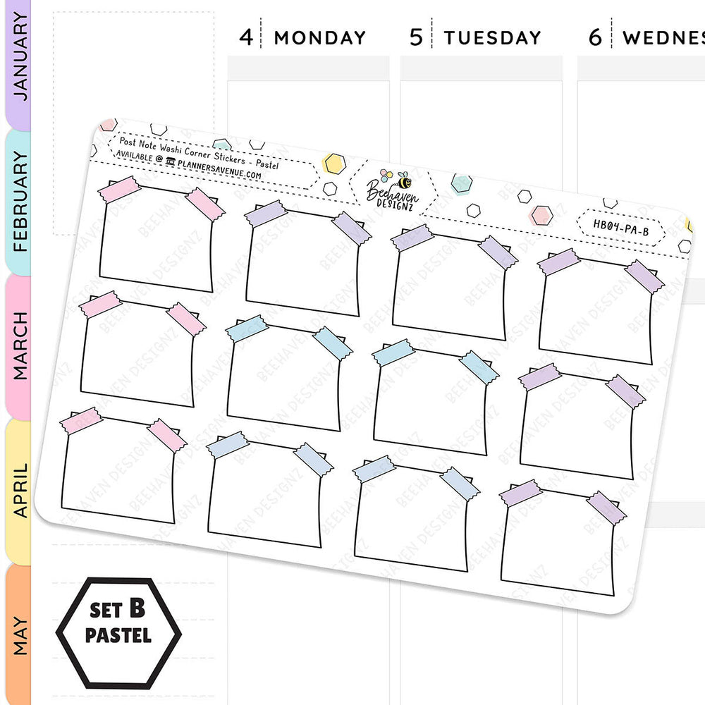 Post Note Washi Corner Planner Stickers