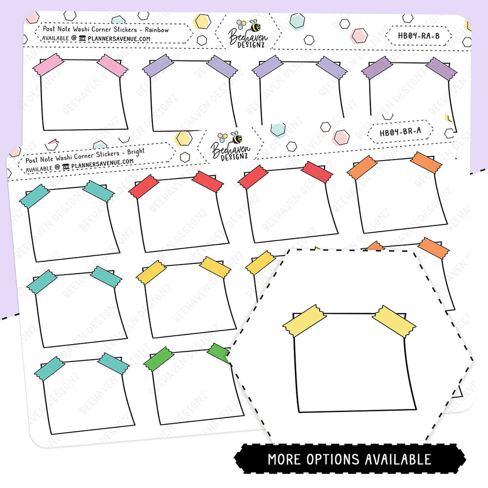 Post Note Washi Corner Planner Stickers
