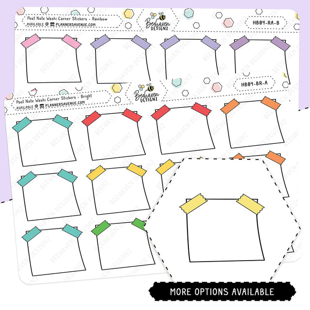 Post Note Washi Corner Planner Stickers