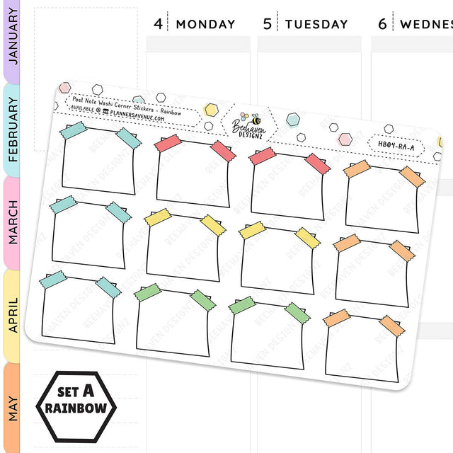 Post Note Washi Corner Planner Stickers