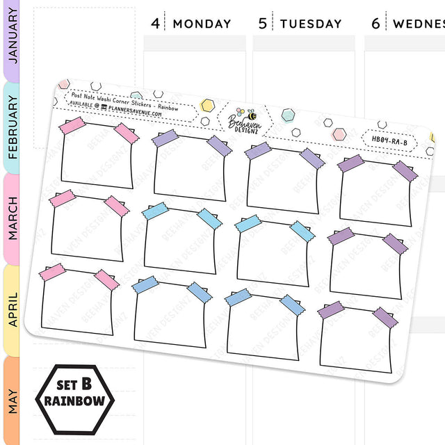 Post Note Washi Corner Planner Stickers