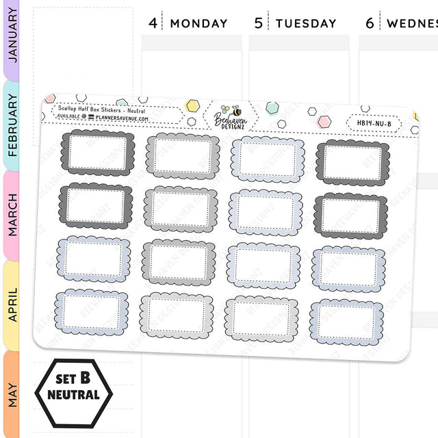 Scallop Half Box Planners Stickers