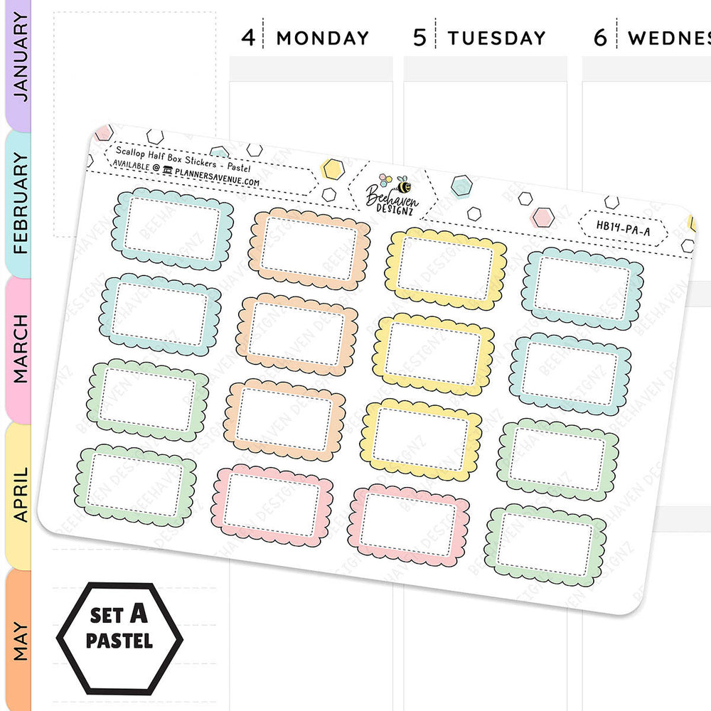 Scallop Half Box Planners Stickers