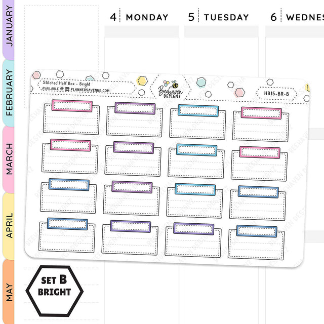 Stitched Half Box Planner Stickers