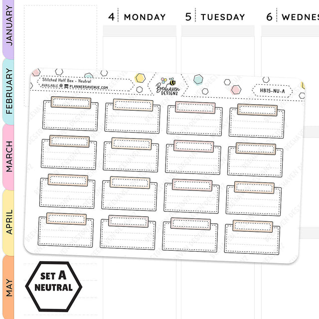 Stitched Half Box Planner Stickers